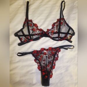 SHEIN red & black floral sheer women's large lingerie